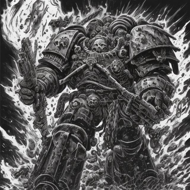 Chaos Space Marine Drawn in Junji Itos Art Style