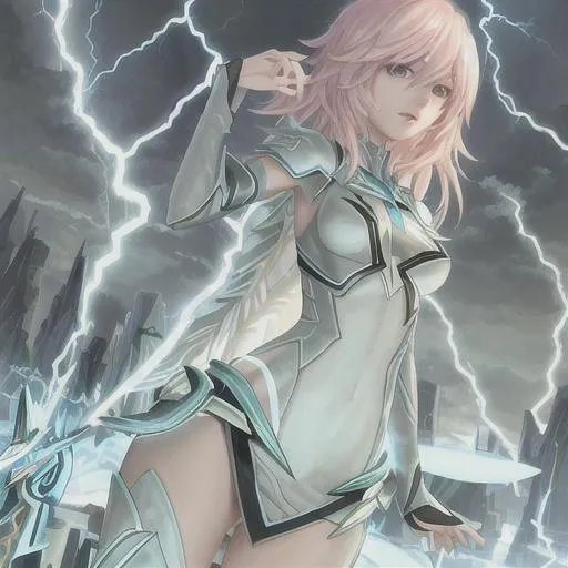 Prompt: lightning goddess, slim