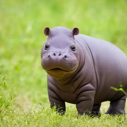 Prompt: cute baby hippo in the savanna