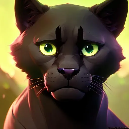 Prompt: 3d fluffy black panther, dark green eyes, closeup cute and adorable, cute big circular eyes, long smooth fur, Pixar render, unreal engine cinematic smooth, intricate detail, cinematic, 64K, standing character, soft smooth lighting, Firenze background