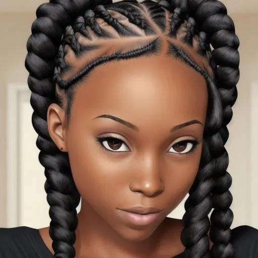 Skinny Black Girl With Braids Openart