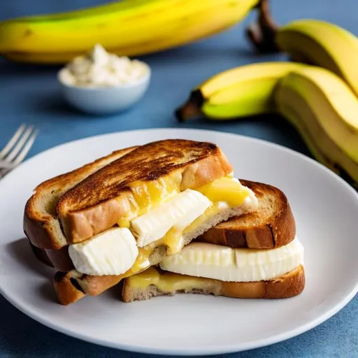 Prompt: banana cheese sandwich on toast