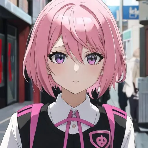 Prompt: Aesthetic girl with pink hair