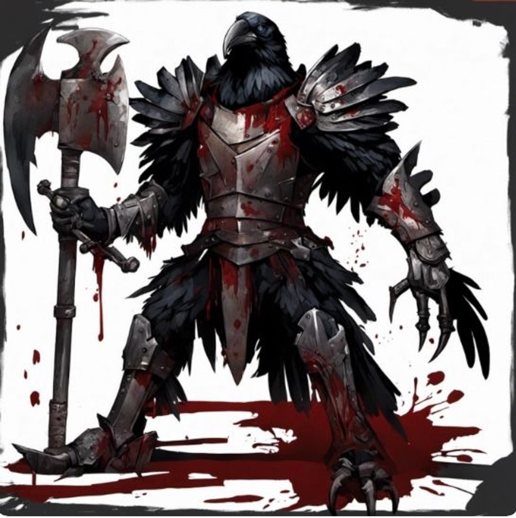Humanoid raven, battleaxe, dnd