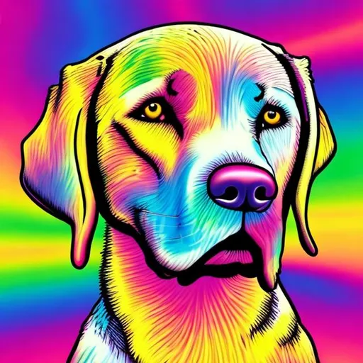 Prompt: Labrador retriever in the style of Lisa frank