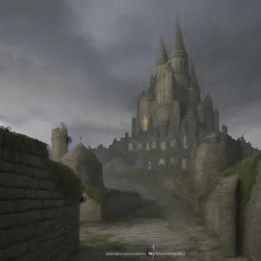 Prompt: medieval big city with stone wall in DeviantArt and artstation style, realistic texture, rpg style, greg rutkouski style