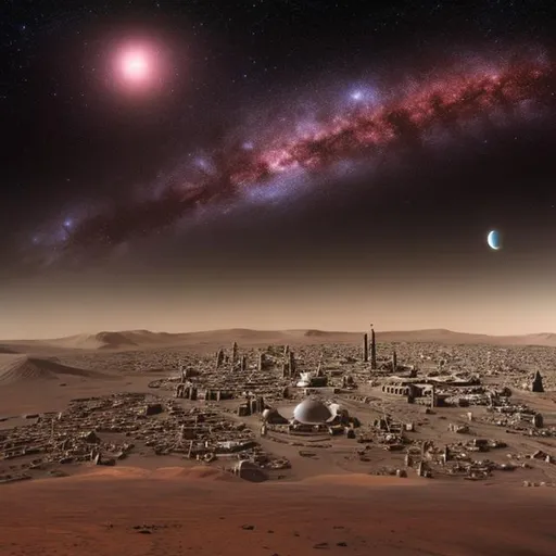 Prompt: Islamic city on Mars with milkyway galaxy