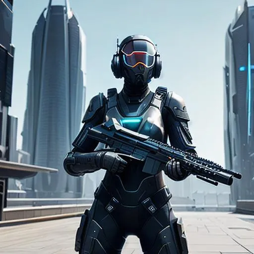 hard surface futuristic exoskeletal armour shooting... OpenArt