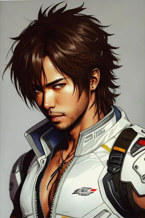 Prompt: (((Yoji Shinkawa))), sticker of ultra detailed portrait of enrique iglesias as a cyberpunk white suit. high quality cell shaded illustration in post apocalyptic style by Yoji Shinkawa, ((full body)), dynamic pose, perfect anatomy, centered, freedom, soul, brown short hair, approach to perfection, cell shading, 4k , cinematic dramatic atmosphere, watercolor painting, global illumination, detailed and intricate environment, artstation, concept art, fluid and sharp focus, volumetric lighting, cinematic lighting, Art by Yoji Shinkawa,