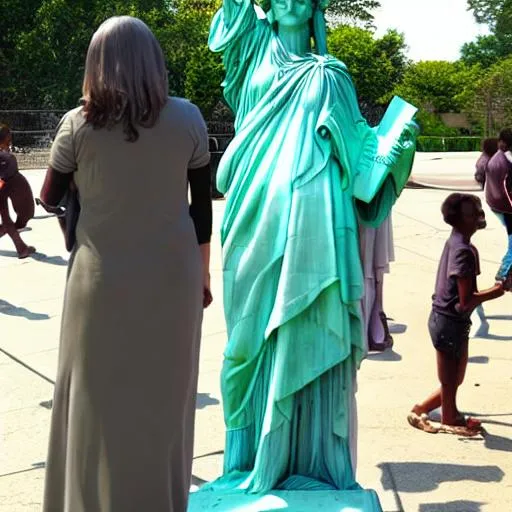 statue of liberty and female slave OpenArt