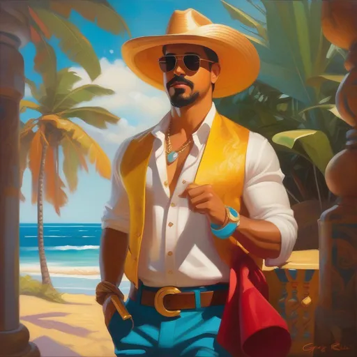 Prompt: Puerto Rico, Despacito, cartoony style, extremely detailed painting by Greg Rutkowski and by Henry Justice Ford and by Steve Henderson 