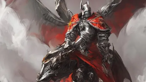 Prompt: A knight with an armor made of a red dragon