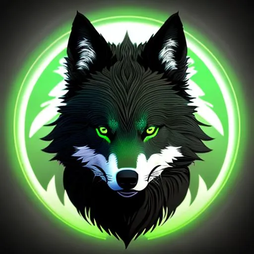Prompt: inverted morphing shapeshifting black and green 3d vector wolf