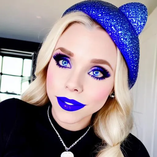 Prompt: Saweetie and Kristen bell inside kitchen, blue lipstick, candy pleasant face, blue eyes, Black eyeshadow, Sugar Hat, ice earrings. Blue heart necklace, Cold color scheme, ultradetailed, 8k resolution, perfect, smooth, high quality, shiny. Magic Cake wand. 