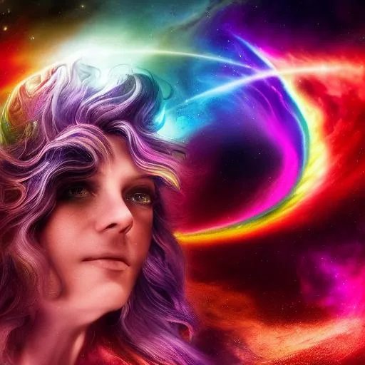 Prompt: Beautiful Galactic Rainbow swirls Splash art triadic colors Josephine Wall color gradient futurism gothic art romanesque ink drawing wet brush dynamic lighting 3DEXCITE ZBrush Central ethereal magnificent spiraling spacecore 8K 3D 8k resolution matte painting poster art psychedelic trending on Artstation Zdzisław Beksiński. (((head and shoulders portrait, 8k resolution concept art portrait by Greg Rutkowski, Artgerm, WLOP, Alphonse Mucha dynamic lighting hyperdetailed intricately detailed Splash art trending on Artstation triadic colors Unreal Engine 5 volumetric lighting)))