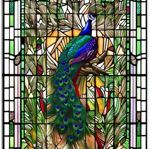 Peacock Stained Glass Background Owl Window Glass (2806135)
