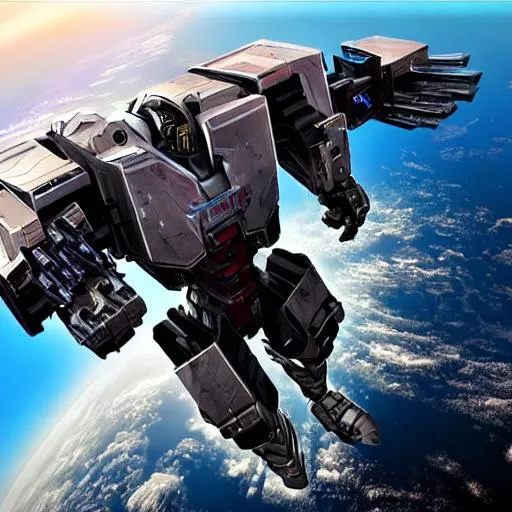 Prompt: megatron in space hyper realistic stunning 8K resolution hyper detailed key flying