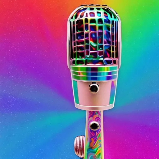 Prompt: Lisa Frank style microphone 