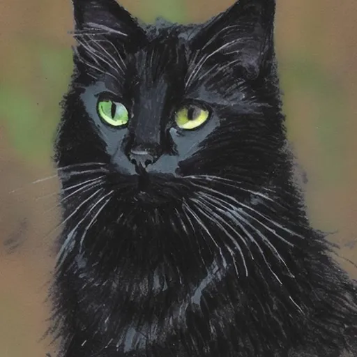 Prompt: black beckoning cat