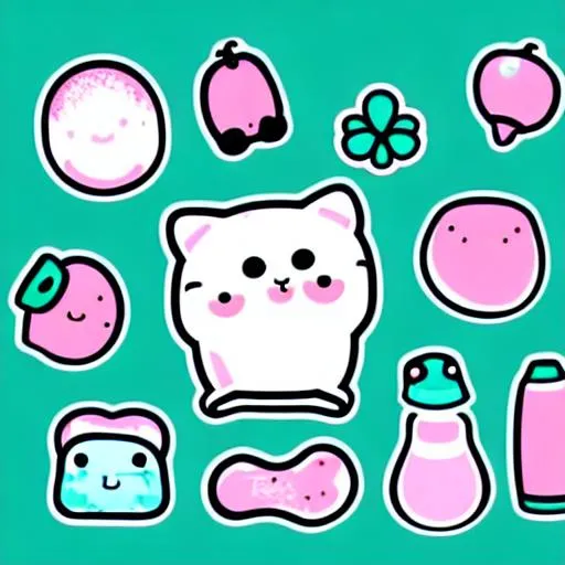 Prompt: Die-cut sticker, Cute kawaii {object} sticker, white background, illustration minimalism, vector, pastel colors