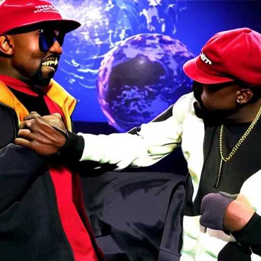 Prompt: Kanye east and Kanye west get in a 1v1 on final destination from super smash brother melee