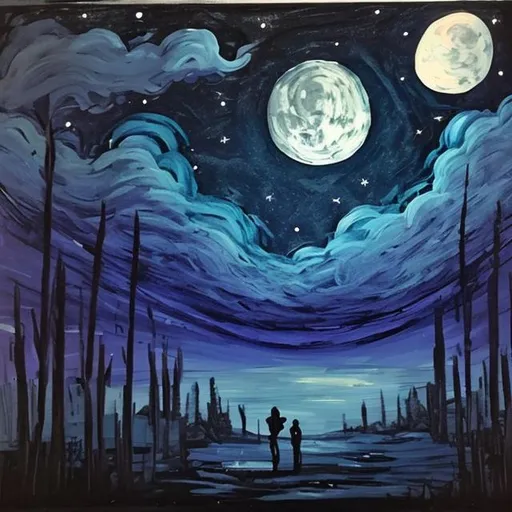 Prompt: A night at the moon by modern artistes