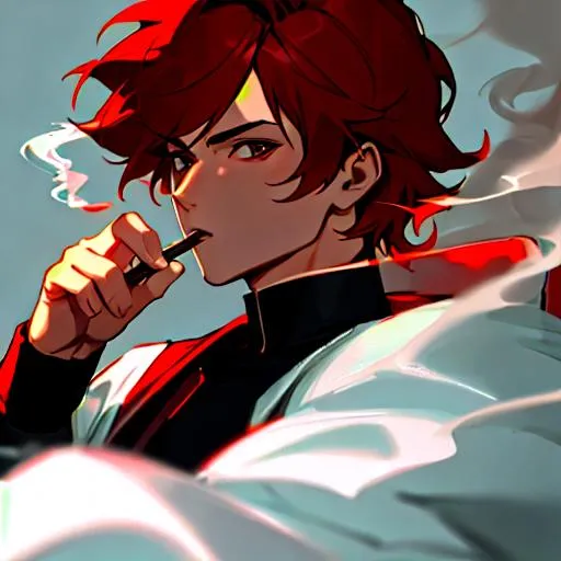 Prompt:  (male, short red hair) Smoking, thug, 8k, UHD, Highly detailed