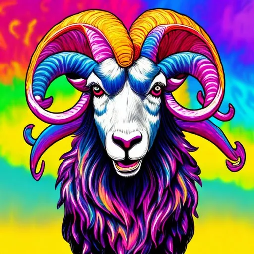 Prompt: Ram in the style of Lisa frank