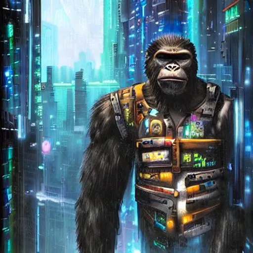 Prompt: cyberpunk gorilla