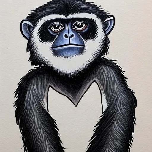 Prompt: Gibbon with Sharpie Marker on Eae