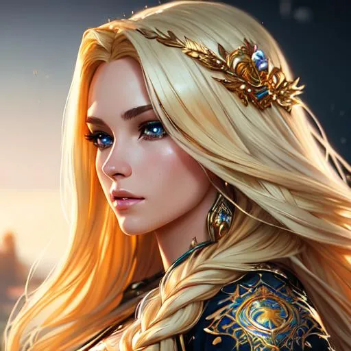 Prompt: An octane rendered portrait of a beautiful woman with long blonde hair, Splash art, front, wearing body accessories, epic Instagram, artstation, hyperdetailed intricately detailed , unreal engine, fantastical, intricate detail, splash screen, complementary colors, fantasy concept art, 8k, deviantart masterpiece, oil painting, heavy strokes, splash arts