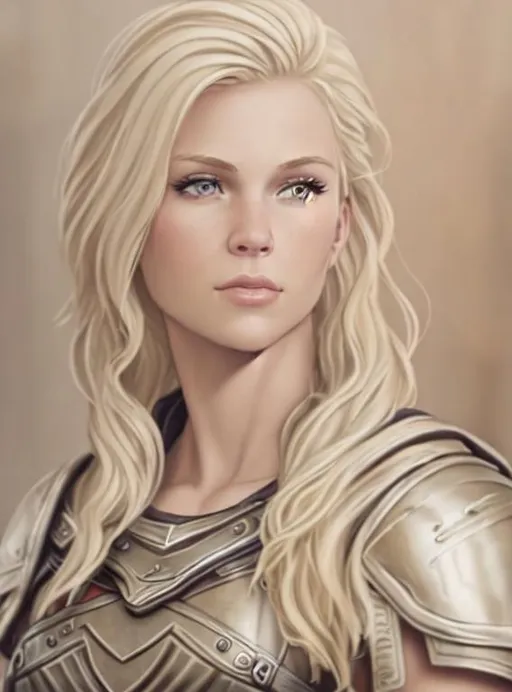 Prompt: digital art, 27-year-old Young woman viking, blonde hair, Quite well-built and lean muscled, black pants, assassin's creed odyssey armor, orange armor, orange gear, Green-gold eyes, short blonde hair with streaks of blonde Curly. misty and/or rainy weather, hair Bordering between blond and dirty blond, full body, full armor, unreal engine 8k octane, 3d lighting