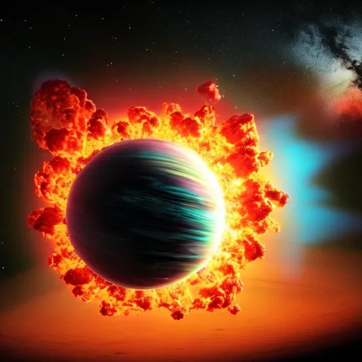 Prompt: A planet blowing up