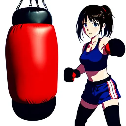 Prompt: Best quality,anime, girl, punching bag punching, punching bag 