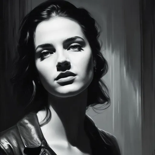 Prompt: AI-generated digital painting showcasing dramatic lighting and shadows reminiscent of film noir. Deep contrasts, low-key lighting, and strong chiaroscuro effects. Moody atmosphere and high level of detail. Art by Lucas Thompson and Emily Foster.
