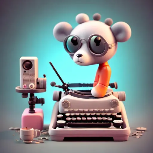 Prompt: Tiny cute 
panda using a 
typewriter toy, 
standing character, 
soft smooth lighting, 
soft pastel colors, 
skottie young, 3d 
blender render, 
polycount, modular 
constructivism, pop 
surrealism, physically 
based rendering, 
square image
