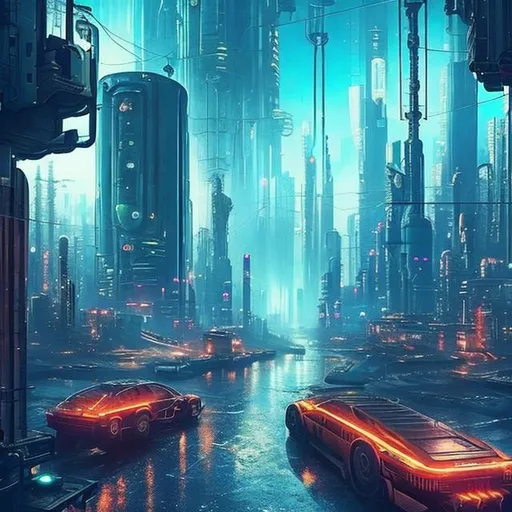 Prompt: A solarpunk city contrasted with cyberpunk city,high image,5k,realistic,hyperdetailed.