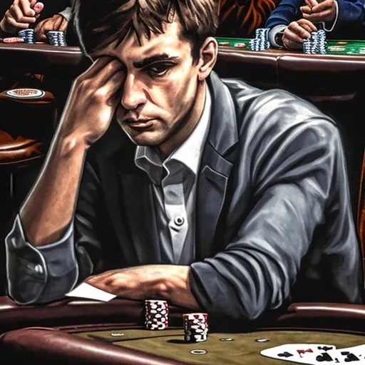 Prompt: Miserable poker player 