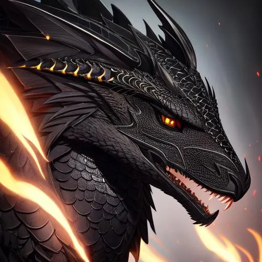 Black dragon with iridescent black markings and a sk... | OpenArt