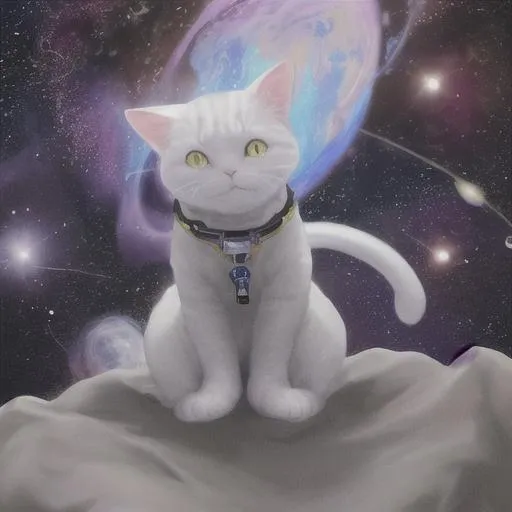 Prompt: a cosmic cat sitting in the milky way in outer space