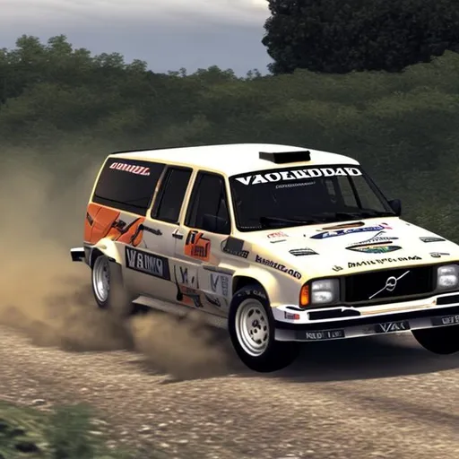 Prompt: volvo van modefied for rally racing