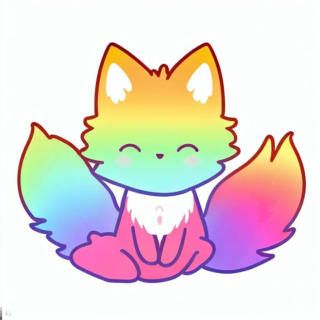 Prompt: regenbogenfarbener süßer Fuchs