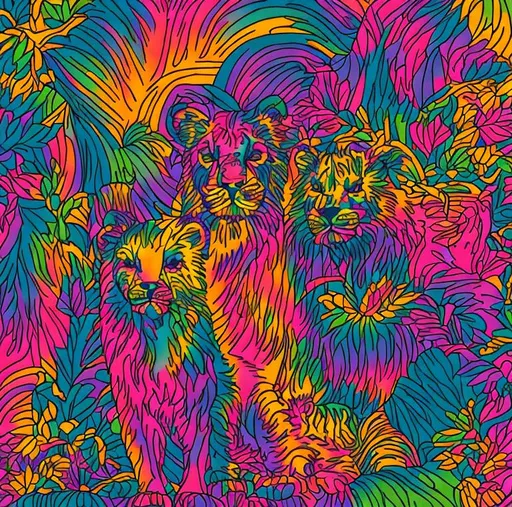 Prompt: neon  lisa frank cub