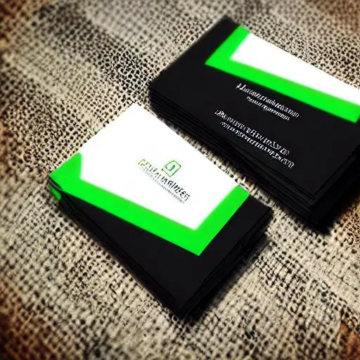 Prompt: black ground and business card type in the business card Fiverr by the green 