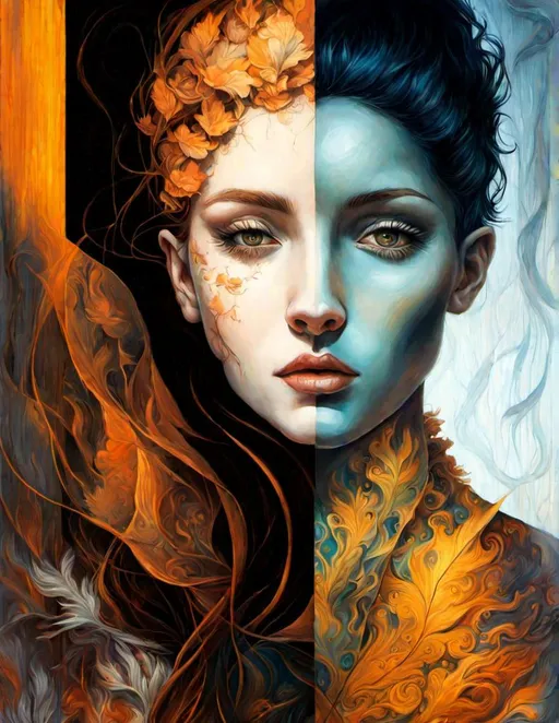 Prompt: Shadows intertwine, revealing hidden depths within the human psyche. detailed by artgerm, Esao Andrews, Arthur Rackham, Van Gogh, Catherine Abel, catrin welz-stein, Bernard Buffet, highly detailed oil painting, portrait of a beautiful person, art by Charlie Bowater, Atey Ghailan and Mike Mignola, Highly detailed oil painting, airbrush painting, hd. Gradient crossed colors, metallic Watercolors and ink. 3d, extremely detailed, super clear resolution, iridescent polished finish glow. art by water wash painting, color smoke brushes, steading, 