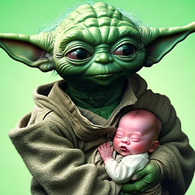 Yoda holding baby Yoda | OpenArt