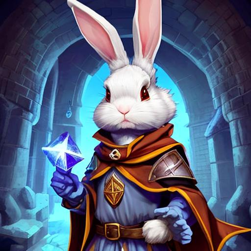 Rabbit, dressed as mage, looking towards camera, pow... | OpenArt