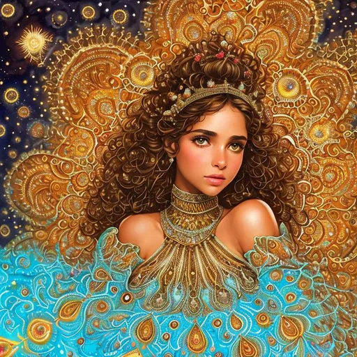 Prompt: enchanting, fractal formula mandelbrot nova clusters, sticker of a full body picture of a Naomi Scott, long brown hair, highly detailed beautyfull face, banksy art, Kim Jung gi, freedom, soul, digital illustration, comic style, fantasy noir, approaching perfection, dynamic, highly detailed, tribal cueitl, watercolor painting, artstation, concept art, smooth, sharp focus, fractal illustration, art by Carne Griffiths and Wadim Kashin 