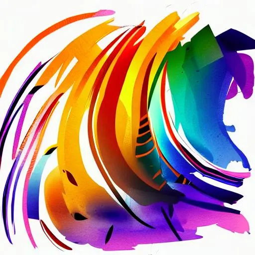 Prompt: Simple shapes art colors sketch abstract purple orange shapes waves white background
