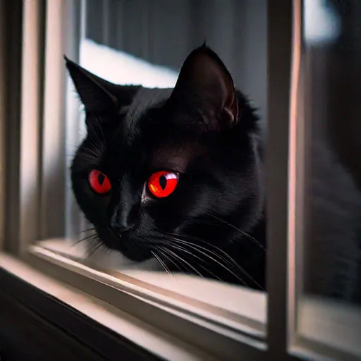 Prompt: Damien  (male, short black hair, red eyes) staring out the window, stalking